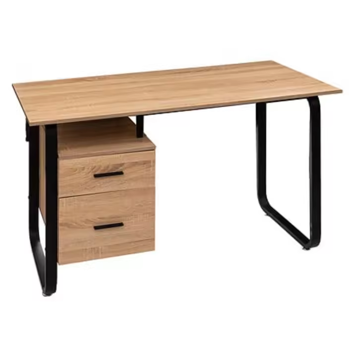 ESCRITORIO DE METAL CON CAJONERA DE EFECTO MADERA MARCA 5 FIVE - 1