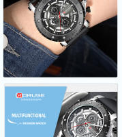 Reloj De Pulsera De Cuarzo BORUSE Para Hombre Cronógrafo Negocio Impermeable De Silicona Estilo Casual Y Moda - details 2
