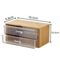 HOGUITA-Organizador de Maquillaje de Bambú con 4 Cajones de Acrílico Transparente Antipolvo,Cajonera de Bambu Multifuncional para Maquillaje, Joyas, Accesorios, Artículos de Oficina y Más,Almacenamiento Elegante y Duradero - details 1