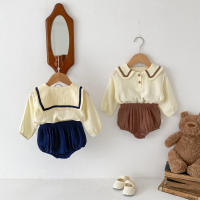 Conjunto De Ropa Para Bebés Niñas Y Niños Navidad Azul Marino Manga Larga Cuello Redondo Tees Pantalones Básicos Algodón Puro 2 Piezas Otoño - details 2