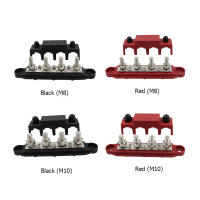 Bloque De Distribución De Energía De 4 Postes Terminales Con Tornillo Para Barras De Conducción De Alta Corriente En RVs Y Automóviles Material ABS Aleación De Zinc Y Cobre Negro Y Rojo - details 0