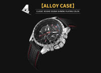 Reloj De Pulsera De Cuarzo Para Hombre MEGIR Moda Resistente Al Agua Con Correa De Cuero Negro Lujo Y Casual Estilosólido - details 7