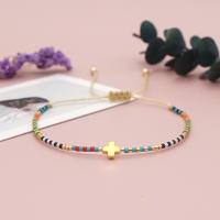 Pulsera Cruz Go2Boho Para Mujer Simple Y Colorida Con Cuentas Miyuki Delica Ajustable Cristalino Joyería Cristiana - details 2