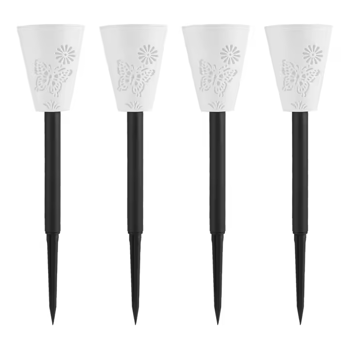 Lámpara de jardín con luz LED de 7 colores que cambia de energía solar de plástico de 4 piezas - 1