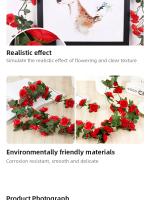 Vine De Flores Artificiales De Rosa 2.5m 1.8m En Blanco Y Rosa Para Decoración De Bodas Y Habitaciones Hecha De Seda - details 4