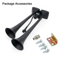 Bocina De Aire Electrónica Super Fuerte Dual Bocina Negra 12V 24V Para Coches Camiones Motos Y Vehículos Metal ABS - details 5