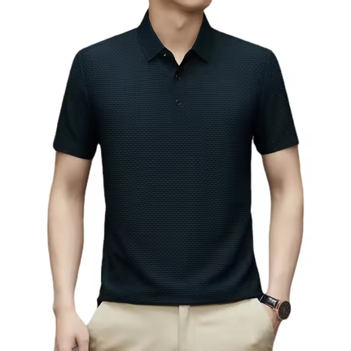 Camiseta De Verano De Seda Helada Con Manga Corta Absorbente De Sudor Color Sólido Top Ligero Con Cuello Redondo Gran Tamaño - 1