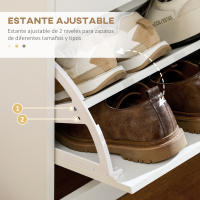 HOMCOM Armario de Zapatos Mueble Zapatero Estrecho con 2 Cajones Abatibles y 2 Cajones Extraíbles para 12 Pares de Zapatos para Salón Entrada Pasillo 80x30x91,5 cm - details 1