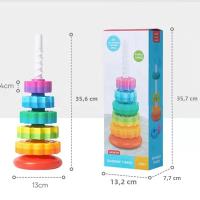 Torre De Colores Rainbow Rotada Con Música Juego De Pila De Anillos Montessori Para Educar a Niños Mayores De 3 Años - details 12