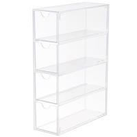 Estuche De Acrílico Transparente Para Gafas Caja De Exhibición De Sol Para Escritorio Con Cuatro Capas Organizador De Maquillaje Y Estación De Estudio a Prueba De Polvo - details 0