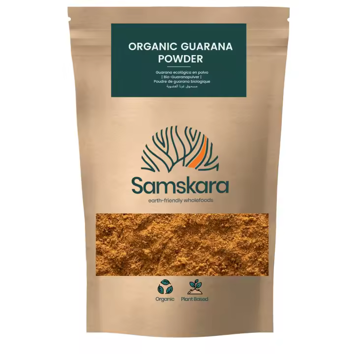 Guaraná en Polvo BIO | Orgánico | Samskara | Aumenta la Energía y la Concentración | Alternativo al cafe | (100g x 1 pack) | Origen Brasil | Para Te/Smoothies y bebidas refrescantes - 1