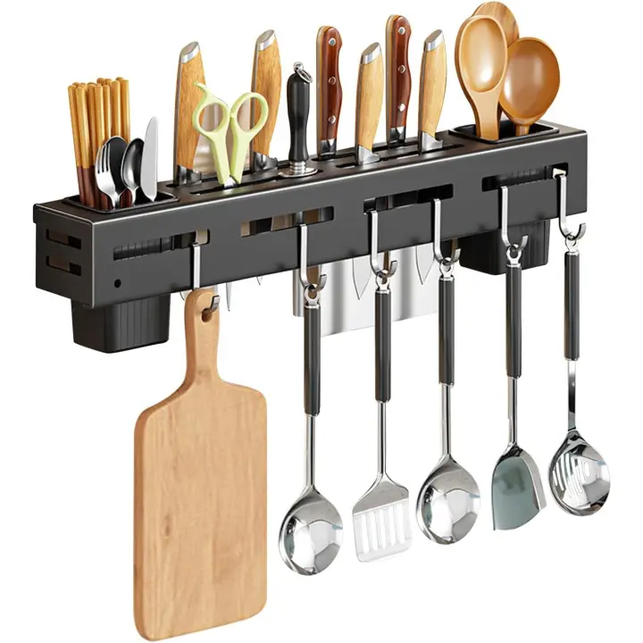 Estante de almacenamiento para cuchillos, estante de almacenamiento de cuchillos montado en la comparación, tubo de Palillos chinos multi, almacenamiento sin Perforaciones para Cocina Colgar - 1