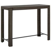 vidaXL Mesa alta de jardín ratán sintético 140,5x60,5x110,5 cm en color Marrón/Gris | estructura resistente ideal para salón dormitorio o estudio - details 0
