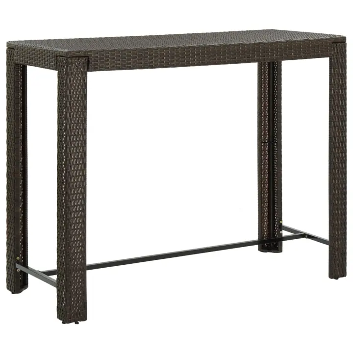 vidaXL Mesa alta de jardín ratán sintético 140,5x60,5x110,5 cm en color Marrón/Gris | estructura resistente ideal para salón dormitorio o estudio - 1