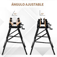 HOMCOM Banco de Trabajo Plegable Portátil con Tableros Ajustables en Ángulo y Distancia Bambú y Acero Carga Máx. 150 kg 63,5x60,5x78 cm Madera Natural y Negro - details 5