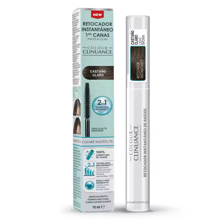 Clearé Institute Colour Clinuance Retocador Temporal Instantáneo de Primeras Canas, Raíces y Cejas | Cubre al 100% las canas | Previene la aparición de futuras canas | Aplicación fácil y rápida en solo 3 minutos | Disponible en 4 tonos - 10ml - 1