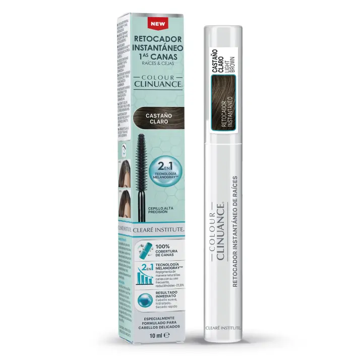 Clearé Institute Colour Clinuance Retocador Temporal Instantáneo de Primeras Canas, Raíces y Cejas | Cubre al 100% las canas | Previene la aparición de futuras canas | Aplicación fácil y rápida en solo 3 minutos | Disponible en 4 tonos - 10ml - 1