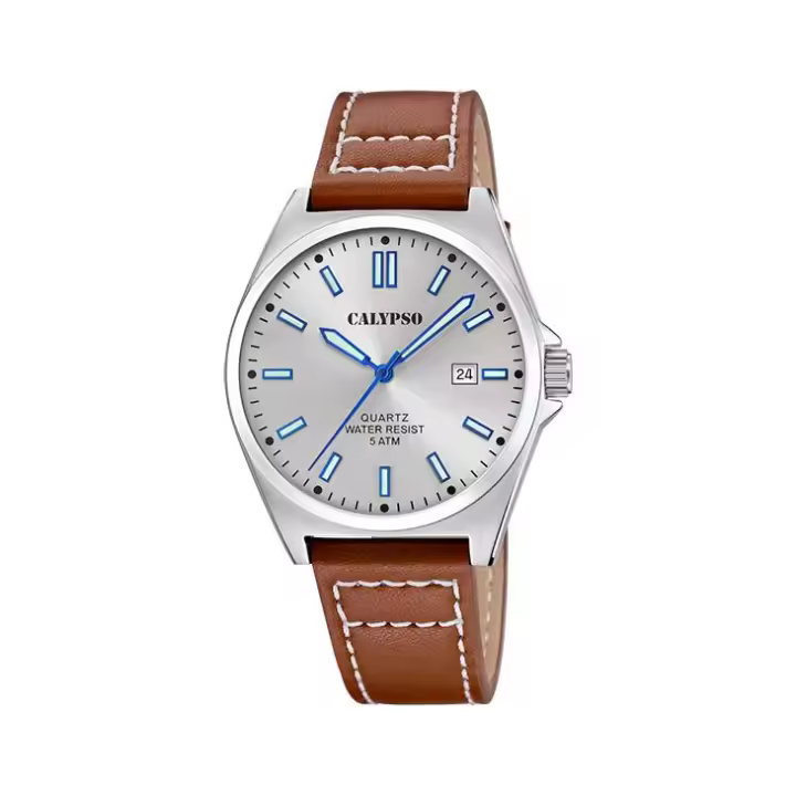 Calypso Watches Reloj Calypso Colección Basic para Hombre con Esfera Gris y Correa Marrón - 1