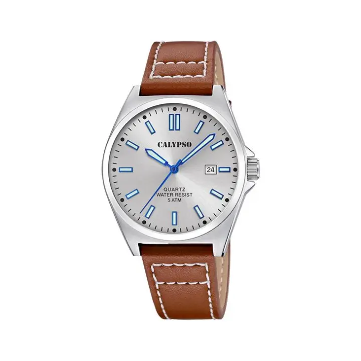Calypso Watches Reloj Calypso Colección Basic para Hombre con Esfera Gris y Correa Marrón - 1