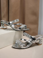 Sandalias Y Sandalias De Verano Para Mujer Con Tacón Medio Y Tacón Grueso Abiertas Con Rhinestones Tacón Alto Para Mujer - details 8