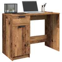 vidaXL Escritorio de madera contrachapada 100x50x75 cm en color Blanco/Marrón roble/Roble Sonoma y más | estructura resistente ideal para salón dormitorio o estudio - details 5