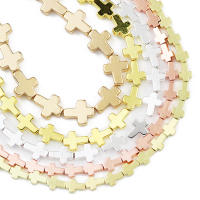 Cuentas De Piedra Natural Rosa Oroso 6/8/10MM Cruz Jesus Hematita Para Hacer Joyas Pulsera Collar DIY Color Oro Rosa - details 4