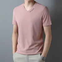 Camiseta De Hombre Casual Y Moda Con Cuello V Y Mangas Cortas En Color Sólido Transpirable Y Cómoda Para Verano Top Versátil - details 14
