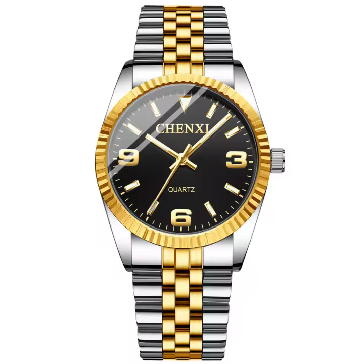 Reloj De Cuarzo Para Hombre CHENXI Con Correa De Acero Inoxidable Y Diamantes Resistente Al Agua Y Al Choque Estilo De Negocios Multicolor - 1