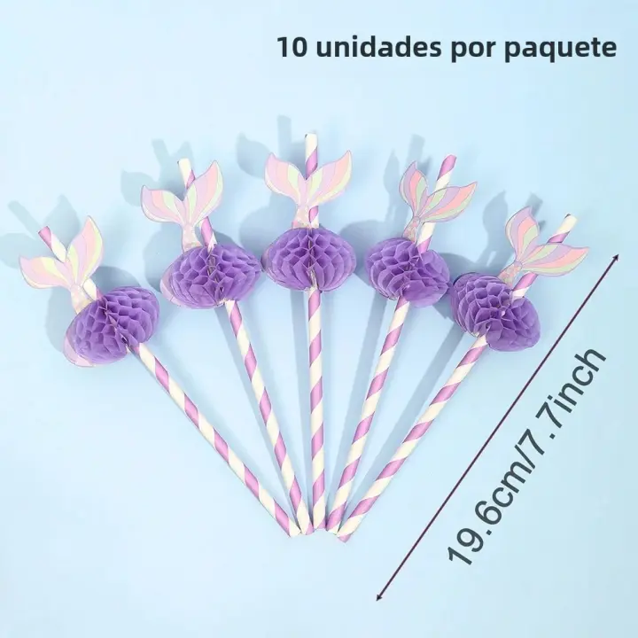 10pcs Bolas De Miel Mermaid Papel Color Morado Para Fiesta De Cumpleaños De Niñas Baño De Mar Fiestas Submarinas Suministros De Fiesta Favoritos Para Niños - 1