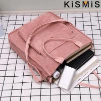 Bolso De Hombro Para Mujer De Corduroy Y Tela Con Bolsillo Exterior Bolso De Compras Casual Para Estudiantes Bolsa De Libros - details 9
