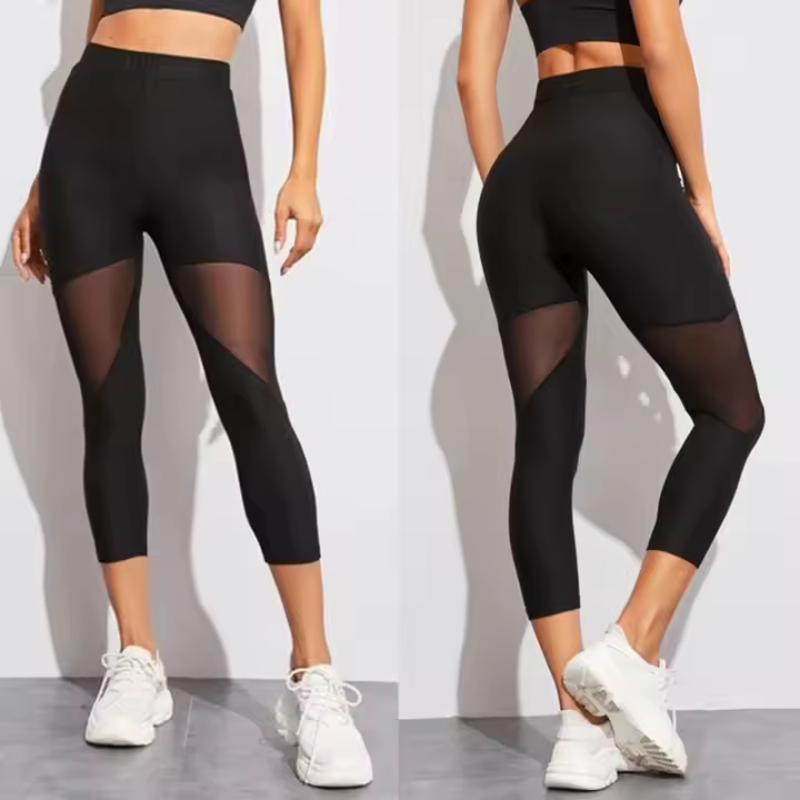 Leggings De Mujer 2024 Diseño De Malla Gótica Trousers Deportivos De Color Negro Talla Grande Leggings De Yoga Con Cinturón Elástico - 1
