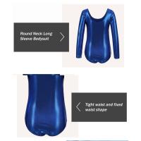 Bodysuit De Gimnasia Para Niñas En Color Sólido Transpirable Con Manga Larga Brillo Colorido Dancewear Para Ballet - details 4
