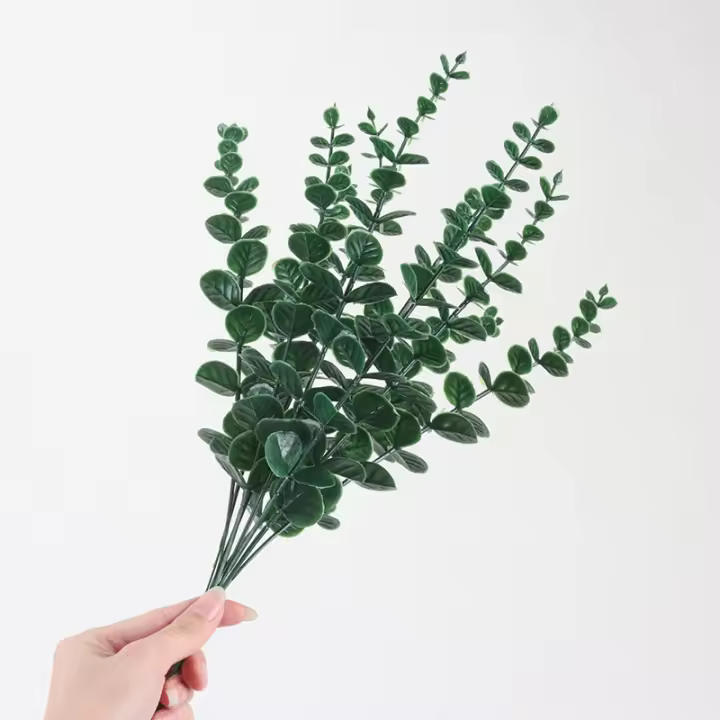 10 Piezas De 38CM Hojas De Eucalipto Artificiales Verdes Ramas De Hojas Y Flores Para Arreglo Floral DIY Centros De Mesa Para Boda Decoración Del Hogar - 1