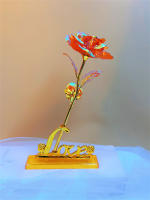 Regalo Creativo De Día De San Valentín Rosa De Oro 24K Duradera Decoración De Boda Iluminación De Flores Eterna Amarillo Y Rojo Para Aniversarios Cumpleaños Bodas - details 5