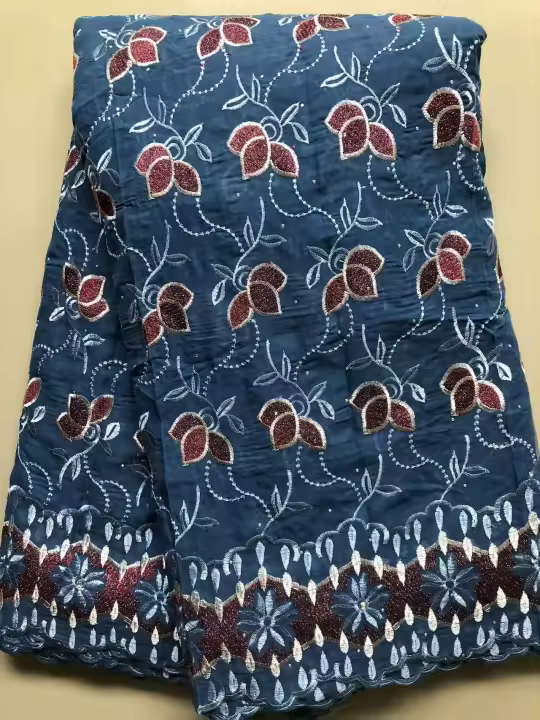 Tela De Encaje Africano Francés Con Piedras De Algodón Nigeriano Para Costura De Vestidos De Boda Y Fiestas Para Mujeres - 1