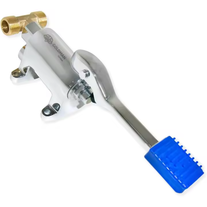 GOLDMAN SERVICE Grifo Pedal Mezclador Industrial + Adaptador Conexión Dos Aguas Fría - Caliente - 1