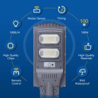 Farola solar exterior con sensor de movimiento, mando a distancia, 100W luz blanca. Foco solar LED para exterior con temporizador, impermeable protección IP65. No incluye soporte - details 0