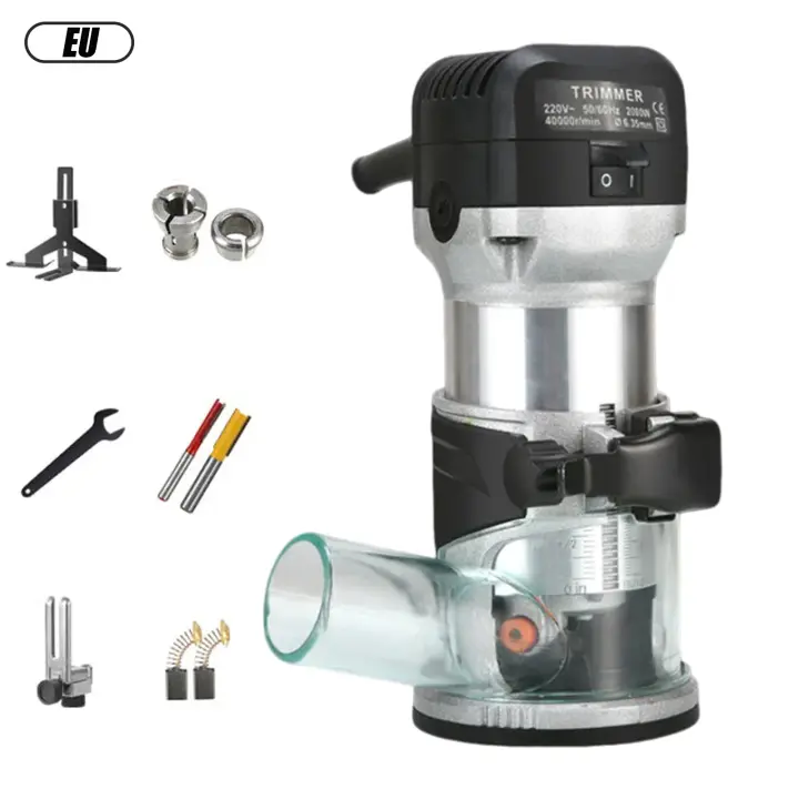 Recortadora eléctrica de madera de 2000W, fresadora de carpintería de 6 engranajes, recortadoras manuales, enrutador de bordes de madera de 40000RPM, herramientas de bricolaje para el hogar - 1