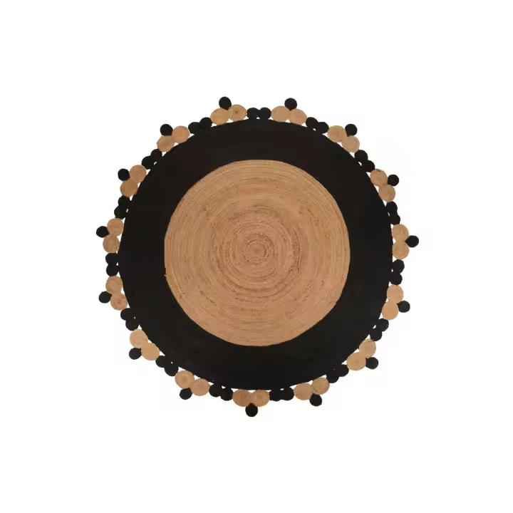 Adda Home Alfombra Yute Natural Negro 220x220 Cm - Resistente y Duradera - 1