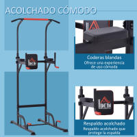 HOMCOM Torre de Ejercicios Estación Multifuncional Altura Ajustable con 7 Orificios para Entrenamiento Fitness Casa Gimnasio Oficina Carga Máx. 120 kg 123x98x189-239 cm Negro y Rojo - details 4
