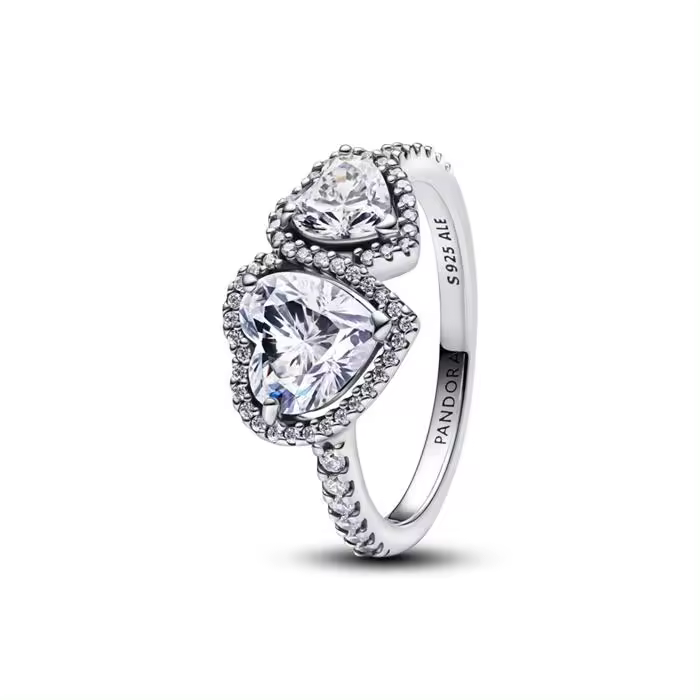 Anillo Corazones Halo Brillante - 1