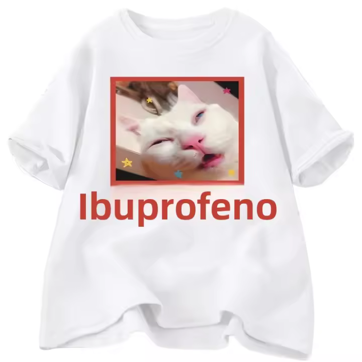 Camiseta Unisex De Algodón Bretona Con Meme Del Gato I Buprofen Camiseta Gráfica Divertida Para Amantes De Los Gatos Manga Corta Estilo Casual Para Todas Las Estaciones - 1
