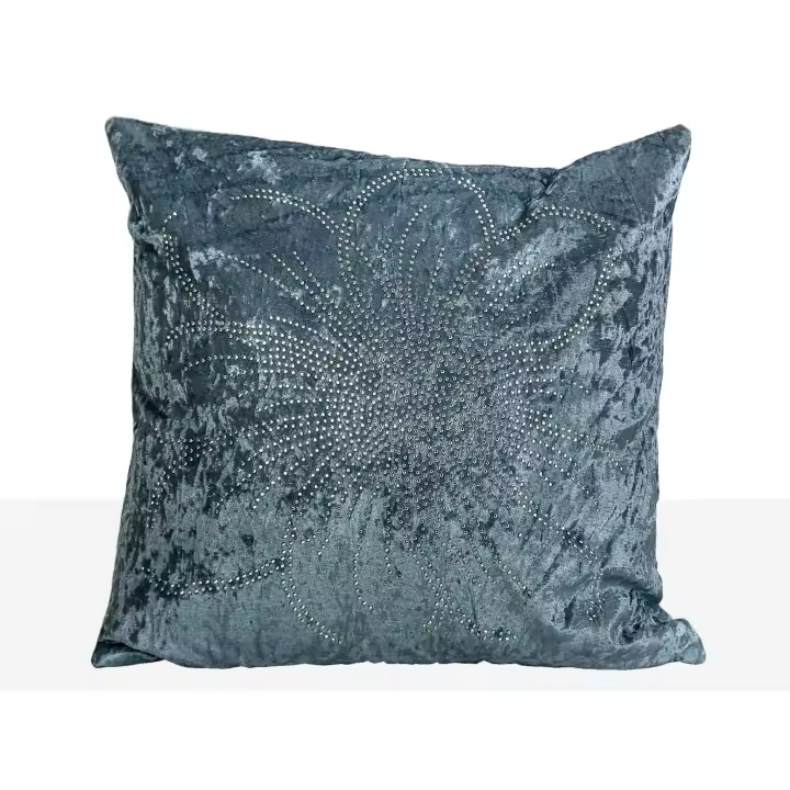 Cojin terciopelo azul noche con plateado 400 grms Terciopelo Azul 45x10x45cm. El mejor complemento para tu hogar. - 1