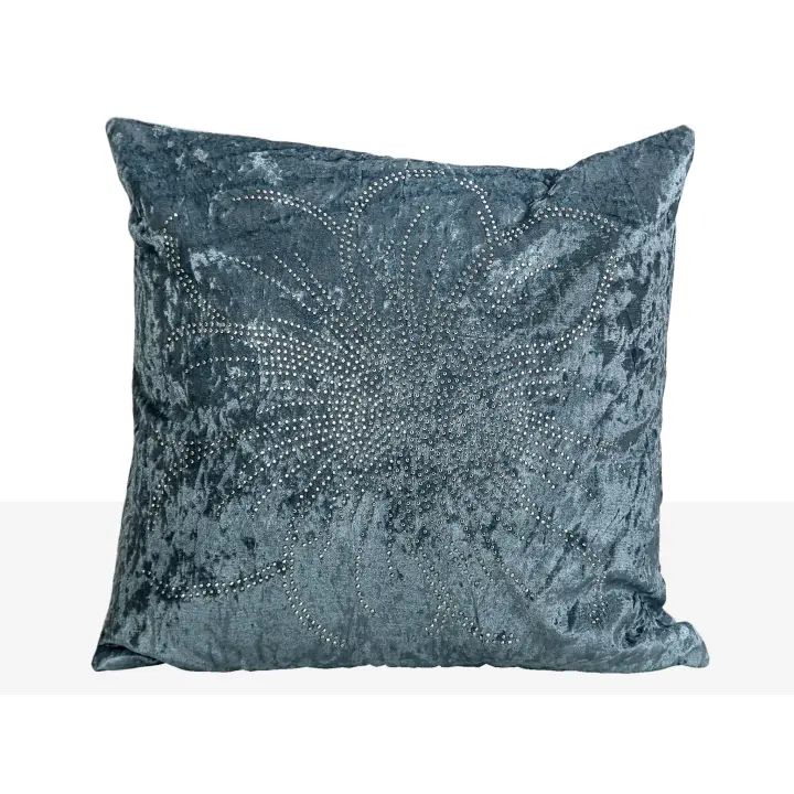 Cojin terciopelo azul noche con plateado 400 grms Terciopelo Azul 45x10x45cm. El mejor complemento para tu hogar. - 1