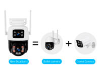Cámara De Seguridad FUERS 6MP WiFi Exterior Con Lente Dual Monitoreo CCTV IP Onvif iCSEE Pantalla Doble Negro Resistente Al Agua IP66 - details 4