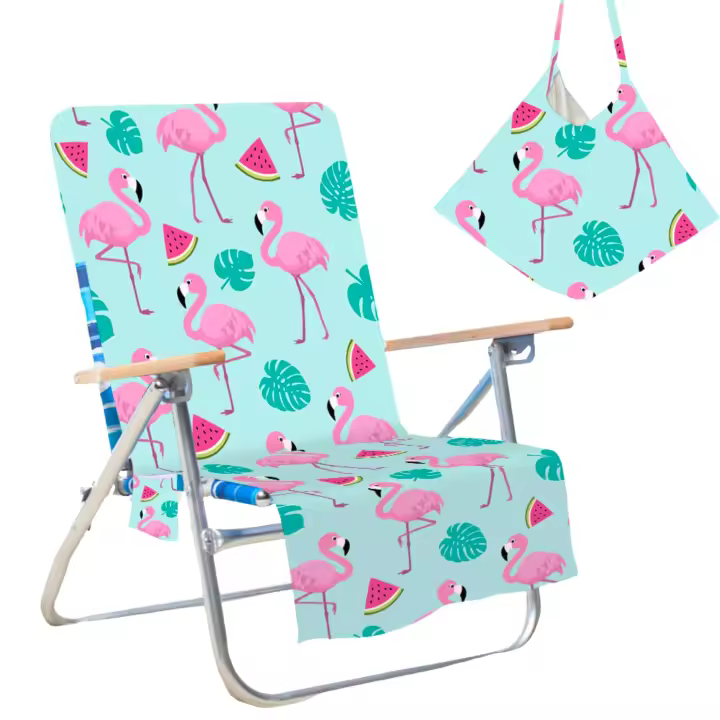 SusggO - Toalla Funda Silla Playa Plegable 150x73cm 240gsm – Toalla ANTIARENA - Toalla Playa Grande Ajustable Silla Playa –Toalla Microfibra Secado rapido Absorbente Piscina (FLAMENCOS) - 1