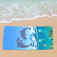 Toalla de playa de microfibra con diseño de delfín azul, ideal para natación, viajes, acampada y deportes. - details 10