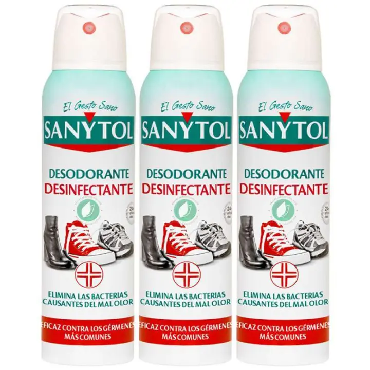 Sanytol Spray Desinfectante y Desodorante de Zapatos - Pack de 3 Ud 150 Ml - 1