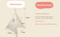 MOST DECO   Tienda Tipi Infantil Montessori de tela 100% algodón. Herramienta de Desarrollo y Juego libre con Diseño Montessori para Estimular el Independencia de los Niños Pequeños. - details 1