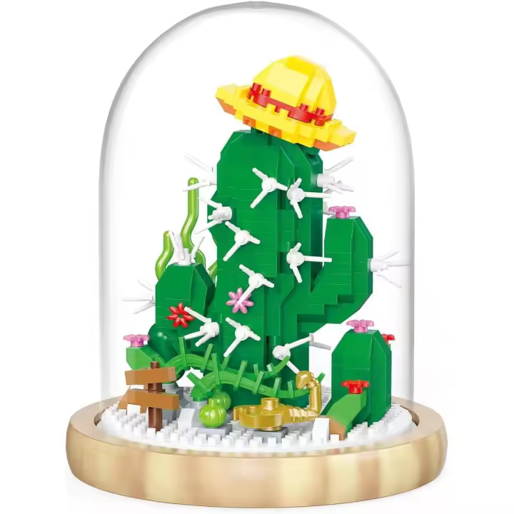 Juego de construcción de Ramo de Flores, microploques de construcción de Flores Artificiales, decoración del Hogar DIY, 670 piezas de juguetes de construcción. Cactus. - 1